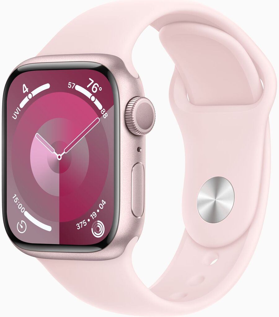 Смарт-годинник Apple Watch Series 9 GPS 41mm Pink Aluminium Case with Pink Sport Band - S/M (MR933QP/A)